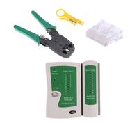Testeur de câble réseau Enthernet + pince à sertir automatique + connecteur 100 RJ45 CAT5 CAT5e, Kits d'outils de réseau à prise modulaire