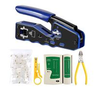 Testeur de Câble RéSeau LAN Outil de Sertissage RJ45 Passe à Travers le Kit de Sertissage Modulaire CAT6 Cat5E Cat5 50 PièCes à Travers les Connecteurs