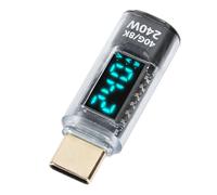 Testeur de Compteur de Puissance Adaptateur USB C 240 W avec Affichage Numérique, Adaptateur D'extension USB C Mâle vers Femelle, Testeur de Compteur de Puissance, Vidéo 8K 60