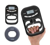 Testeur de force de préhension numérique GOEDCH 396 lb / 180 kg avec anneaux en silicone de 50 à 60 lb : testeur de force de préhension numérique avec écran LCD, dynamomètre manuel rechargeable et fon