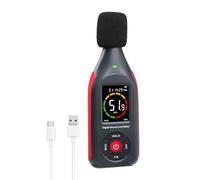 Testeur de niveau sonore avec enregistreur de données portable, sonomètre avec enregistrement de 31 000 données et exportation, sonomètre rechargeable avec sortie fréquence CA/CC, alarme 3 couleurs