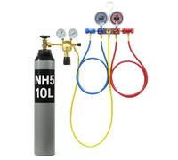 Testeur de perte de pression pour voiture - Système de refroidissement avec manomètre - Kit d'air comprimé - Bouteille de gaz de protection NH5 8L/10L azote pour climatisation R1234YF - Manomètre 1/4