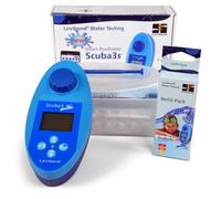 Testeur de piscine électronique SCUBA 3s + Pack de recharge - Transfert de données NFC Connexion à l'application Indicateur de signal lumineux - Mesure 11 paramètres d'eau - Incl. 60 pastilles pour