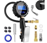 Testeur de pression d'air - Gonfleur de pneu numérique - 3 à 200 PSI - Avec 20 accessoires - Multifonctionnel - Avec écran LCD - Pour voiture, moto, vélo, véhicule