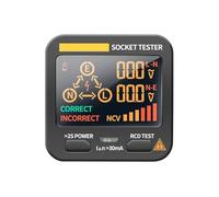 Testeur de prise avec test RCD, testeur de tension, écran LCD numérique de tension, prise européenne, électroscope de polarisation pour prise de test de phase d'alimentation pour ANENG AC11