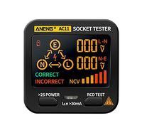 Testeur de prise de courant détecteur de fuite électrique Écran LCD Câble de terre Ligne zéro Fil en direct Phase Électroscope électrique multifonction RCD NCV Testeur électrique Circuit Détecteur de