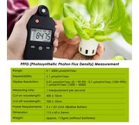 Testeur de puissance PAR numérique professionnel 400-700nm avec mesure PPFD et enregistrement de 100 données, capteur quantique pour éclairage de culture intérieur/extérieur BLANC