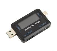 Testeur de puissance USB C 4,5 V à 36 V 0 A à 5 A, voltmètre numérique avec affichage couleur pour analyse du protocole de charge rapide Pd Qc et calcul de la capacité de la batterie Noir (C)