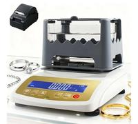 Testeur De Pureté De l'or, Densimètre pour Métaux Précieux, Précision 0,001 G, Compatible Argent, Platine Et Palladium, Portable avec Batterie, Contrôle Non Destructif(W/Printer,MDJ-600K)