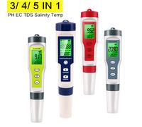 Testeur de qualité de l'eau multifonction PH/TDS/EC/testeur de salinité LCD numérique compteur de température de pureté de l'eau pour piscines Aquariums PH EC TEMP B