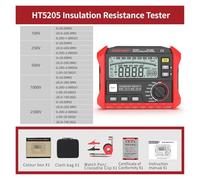 Testeur de résistance, Large LCD Digital Resistance Meter RCD/Loop Tester 0-100GΩ DC 1000V Leakage Switch Tester,Multimètre(HT5205)