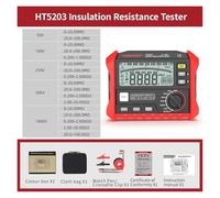 Testeur de résistance, Large LCD Digital Resistance Meter RCD/Loop Tester 0-100GΩ DC 1000V Leakage Switch Tester(HT5203)