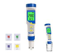 Testeur de sel de piscine, kit de test de salinité numérique de haute précision avec compteur de sel pH ORP, compteur de chlore et thermomètre de lecture pour piscines d'eau salée et spa