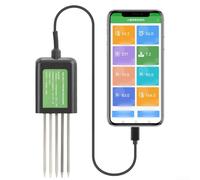 Testeur de sol 7-en-1, mètre d'analyse de sol numérique USB pour la mesure de la température, du pH, du NPK et de l'humidité, compatible avec l'application Android, câble de 1,5 m