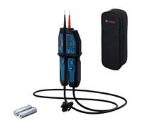 Bosch Professional Testeur de tension GVT 1000-15 (test de tension jusqu’à 1000 V AC/DC, retour LED, buzzer, alertes par vibration, lampe de poche intégrée, câble de 125 cm, 2x1,5 V LR03 (AA),housse)
