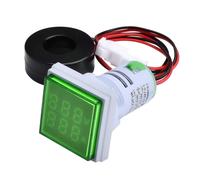 Testeur de tension de courant alternatif 22 mm,voyant LED Affichage numérique Voltmètre Ampèremètre Fréquencemètre Multimètre Panneau AC 60-500 V 0-100 A 0-99 Hz,Mini carré (Vert)