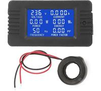 Testeur de tension et de courant alternatif numérique à écran LCD avec transformateur de courant fermé 100 A AC 80-260 V pour la mesure de la tension et du courant, 1 pièce, noir