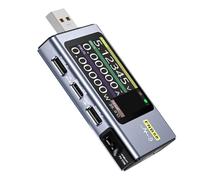 Testeur de tension USB, voltmètre, ampèremètre, détection de charge rapide | Dispose d'un écran LCD HD de 2" clair, de vraies lectures de tension, de courant et de capacité en un coup d'œil.