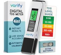 Testeur D'Eau Numérique 4 En 1 Varify Pour Eau Mesures Précises De 0 À 9990 Ppm, Conductivité Électrique Et Température. Conçu Pour Les Professionnels, Facile À Utiliser Pour Tous. Lot De 2.