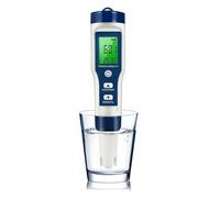 Testeur d'eau Ph-mètre numérique Recharable 5-en-1 pH/TDS/EC/salinité/température avec afficha simultané des données for la culture hydroponique, les Aquariums et laboratoires(Battery)
