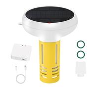Testeur d'eau WiFi intelligent 7-en-1 Moniteur de piscine Charge solaire USB avec technologie de sonde | Alertes téléphone/SMS pour le suivi du pH/ORP/salinité/température