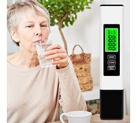 Testeur et analyseur de qualité de l'eau 3 en 1 avec écran rétroéclairé - TDS EC numérique et Compteur de température avec sonde en Alliage de Titane et Fonction de Maintien des