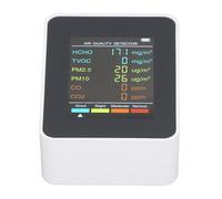 Testeur Multifonctionnel de qualité de L'air avec écran LCD de Rétroéclairage pour la Reconnaissance CO2 TVOC HCHO, USB pour Usage Domestique, Excellent Matériau ABS (BLACK) (WHITE)