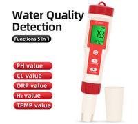 Testeur numérique de chlore résiduel,testeur multifonction de qualité de l'eau CL2 TEMP pH H2 ORP,stylo de test d'eau de piscine - Type 5 in 1