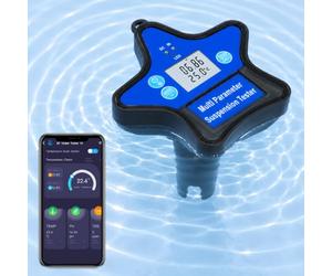 Testeur Numérique Flottant Qualité de l'Eau 9-en-1 - pH, ORP, Chlore, EC, TDS, Salinité, S.G., CF, Température, Sonde Remplaçable, App Bluetooth Data Logging, Rechargeable, Piscine, Spa, Hydroponie