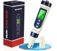 Testeur Numérique Qualité de l'Eau 5-en-1, PH/TDS/EC/Salinité/Thermomètre, Écran LCD avec Compensation Automatique de Température, Testeur d'Eau pour Eau Potable, Aquarium, Piscine, Hydroponie