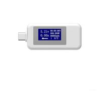 Testeur numérique USB-C multifonction avec tension, courant, puissance, capacité, affichage de la température, convient pour ordinateurs portables, smartphones et appareils USB-C (blanc)