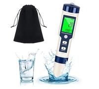 Testeur pH 5 en 1 avec compensation température, mesure pH, TDS, EC, salinité, température, affichage LCD, pour eau potable et piscine