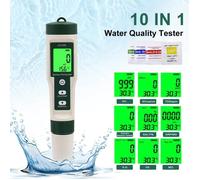 Testeur pH Piscine 10-en-1 - pH Mètre Électronique Haute Précision pour Mesure pH,TDS,EC,Température, Analyseur Eau Potable