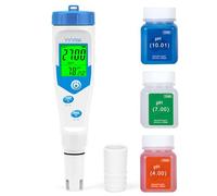 Testeur pH Sel de Piscine, Salinomètre 5 en 1 avec Solution D'étalonnage | Testeur de Salinité Piscine, Testeur de Temp pH et de Sel EC TDS Afficher Simultanément pour Aquarium, Spa, Hydroponie
