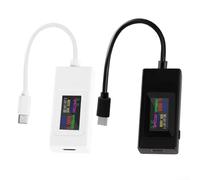 Testeur USB multifonction de type C - Voltmètre - Testeur de tension et de courant - 430 V - 06 5 A - Avec minuterie et fonctions mémoire - Pour test d'appareil USB C (blanc)