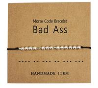TESTRYE Bracelets à code morse pour femmes, bracelets avec cordon réglable, cadeaux inspirants pour femmes, filles, amies, 10 inches, Acier inoxydable, Métal.