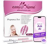 Tests Grossesse Détection Précoce Bandelettes: Tests HCG Easy@Home 20HCG 10mIU/mL Résultats Précis avec Application Française Intelligente Premom (iOS et Android) Suivi de Fertilité