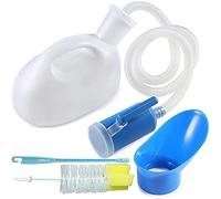 testyu 2000ML Urinoir Unisexe avec Bouchon à Vis et Tube, Bouteille d Urinoir Homme Urinoir Bouteille D'urine Etanche avec Brosser pour les Alités Voiture Camping, Blanc
