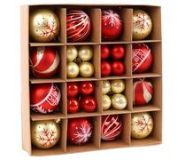 testyu 44PCS Boules de Noël Rouge, Boule de Noel Décorations Scintillantes, 3 et 6 cm Boule Sapin Noel Decoration Mariage,Fête Anniversaire (Rouge et Or)