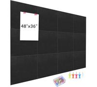 testyu Lot de 12 Grand Tableaux D'affichage en Feutre, 120 x 90 cm, avec 30 Punaises et languettes Adhésives, pour Photos et Mémos, pour la Maison, la Cuisine, le Bureau et l'école (Noir)