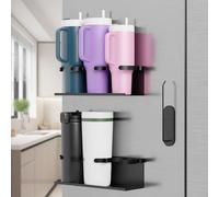 testyu Lot de 3 Porte-gobelets Magnétiques pour Réfrigérateur, Stanley 30&40 oz avec Couvercle, Organiseur de Bouteilles d'eau Magnétique Puissant pour Réfrigérateur de Cuisine