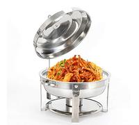 TESUGN Chauffe-plat Rond en Acier Inoxydable 7,5 L - Chauffe-soupe - Kit Professionnel pour Restauration, Buffet et Fête