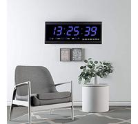 TESUGN Horloge murale numérique - 48 cm - Écran LED - Affichage de la date - Horloge murale créative LED - Horloge de table numérique avec date, semaine, température - Pour chambre à coucher, salon