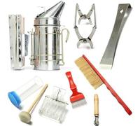 TESUGN Lot de 7 outils d'apiculture - Grand fumoir en acier inoxydable - Accessoires d'apiculture - Kit de démarrage