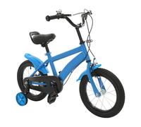 TESUGN Vélo pour enfant 14 pouces, vélo sportif d'extérieur, freins à rétropédalage avec roues stabilisatrices, pour filles et garçons de 3 à 8 ans et plus (bleu)