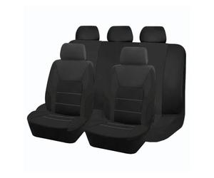 TETARI Couvre Siège Housses De Siège Universelles pour Voiture, SUV, Camionnette, Tissu Polyester Fin avec Éponge De 2 Mm Housses Siège Auto(Black 5 Seat)