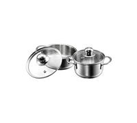 Tête 124238 parvus mini batterie de cuisine 2 pièces avec couvercles en verre-compatible plaques à induction en acier inoxydable