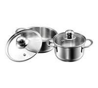 Tête 124238 parvus mini batterie de cuisine 2 pièces avec couvercles en verre-compatible plaques à induction en acier inoxydable Acier inoxydable G