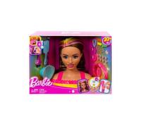 Tete A Coiffer Barbie Ultra Chevelure Brune, Meches Arc En Ciel - 22 Accessoires Color Reveal - Set Coiffure Poupee Et Carte