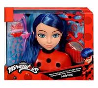 Tête a coiffer Deluxe Ladybug Marinette a Cheveux Noir pour Miraculous - 30 Pieces - Set Jouets Fille + Carte - Jouet Coiffure - Accessoires